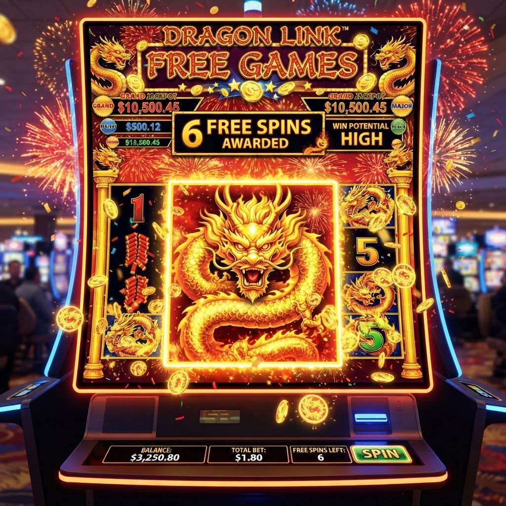 Dragon Link free spins feature with giant merged reels